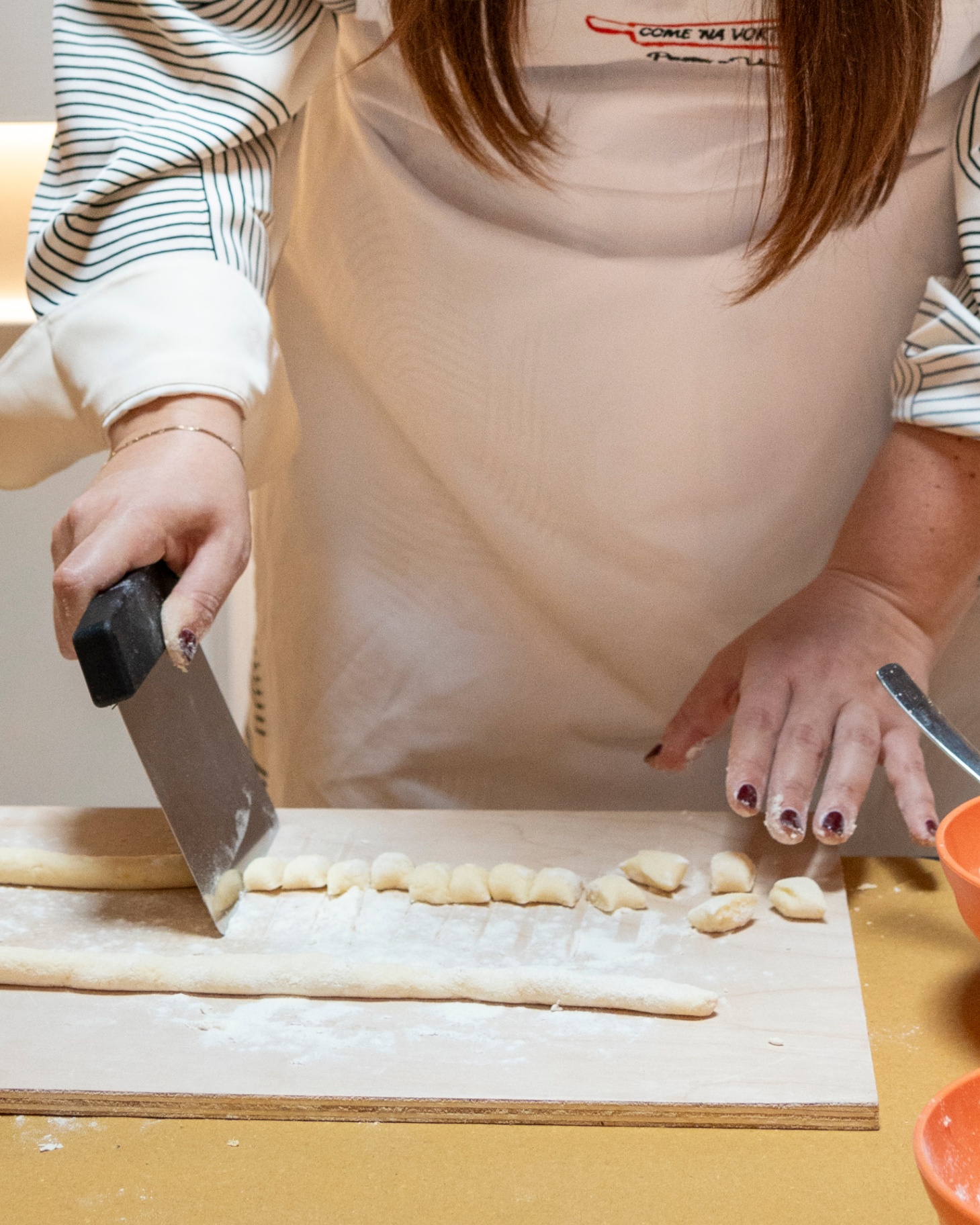 Cutting gnocchi dough