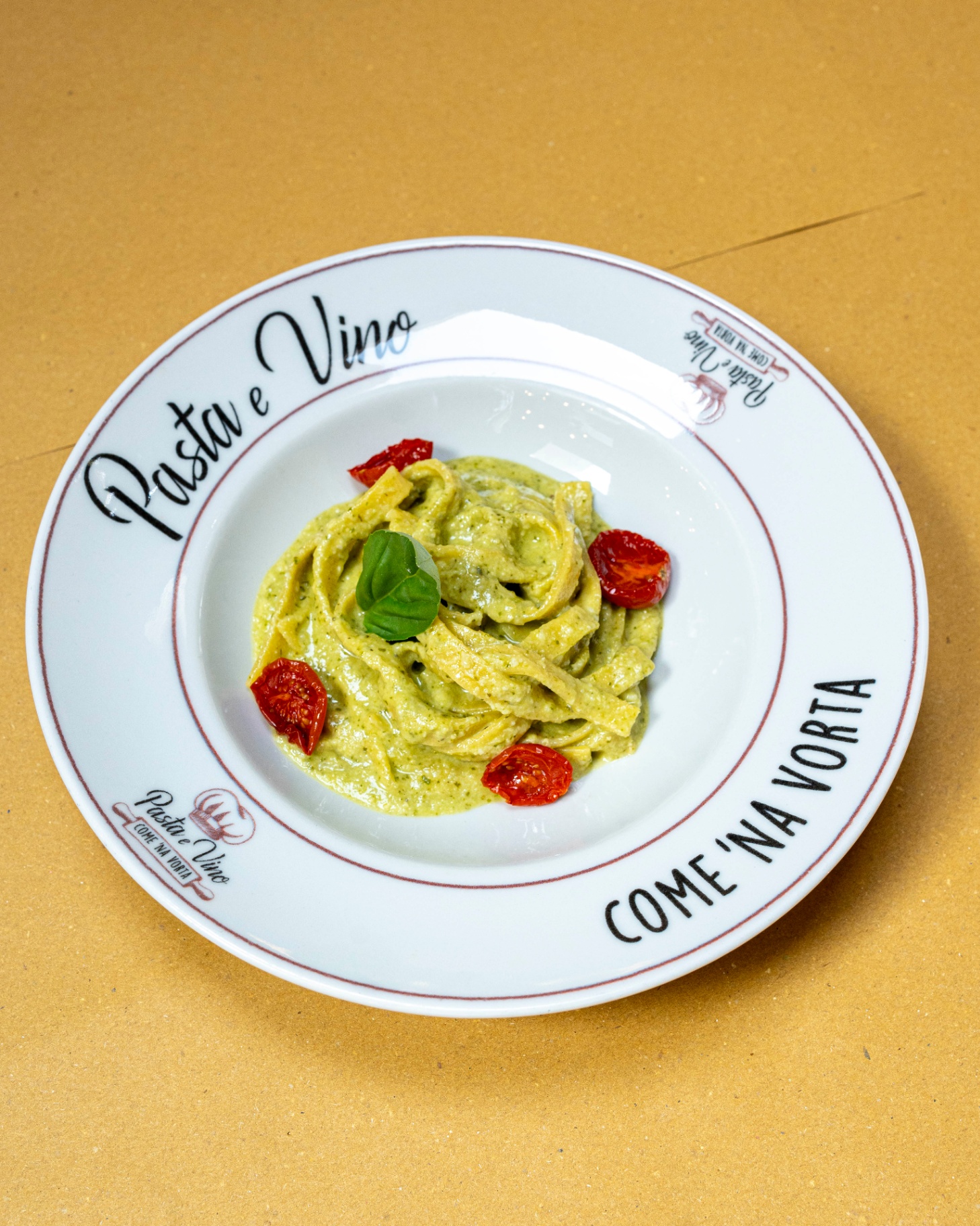Plated fettuccine